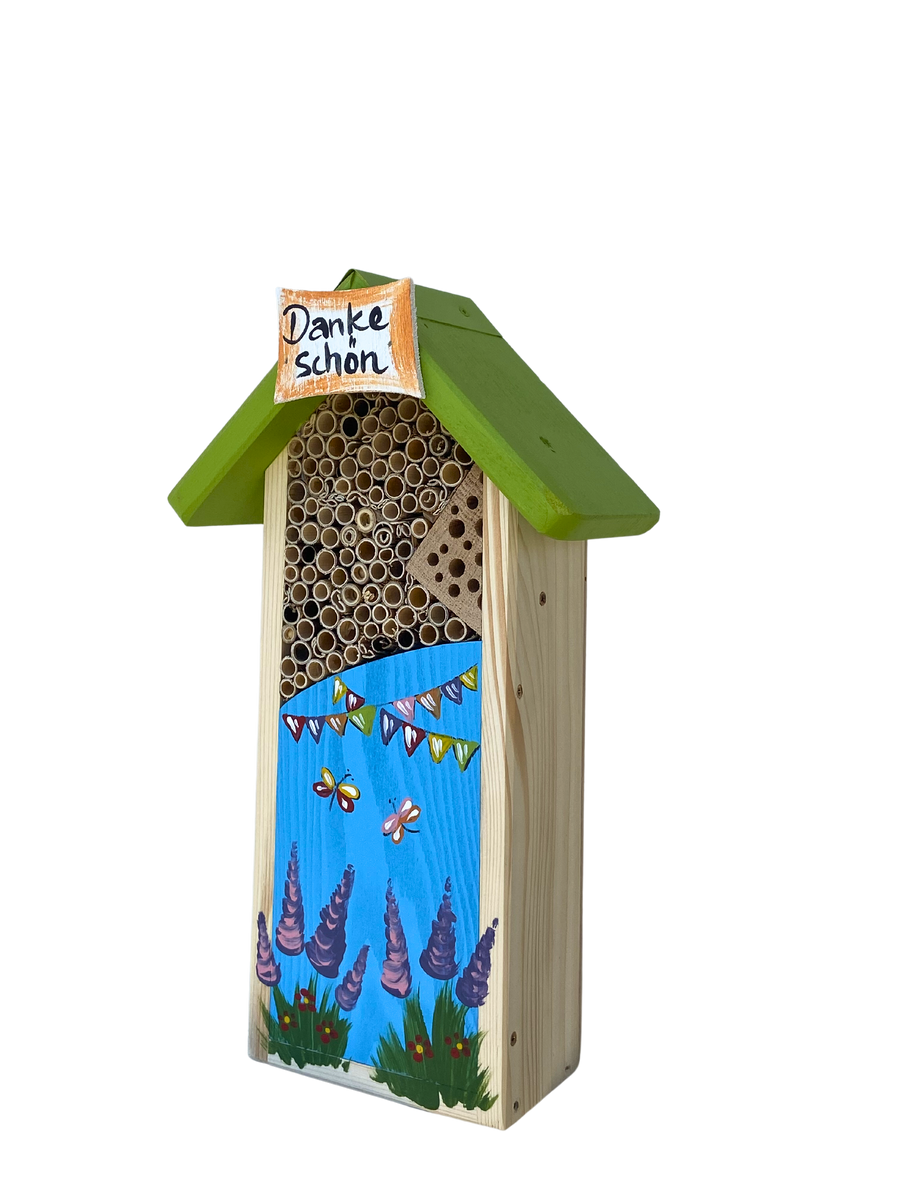 Insektenhaus - Insektenhotel "Danke schön" in hellblau