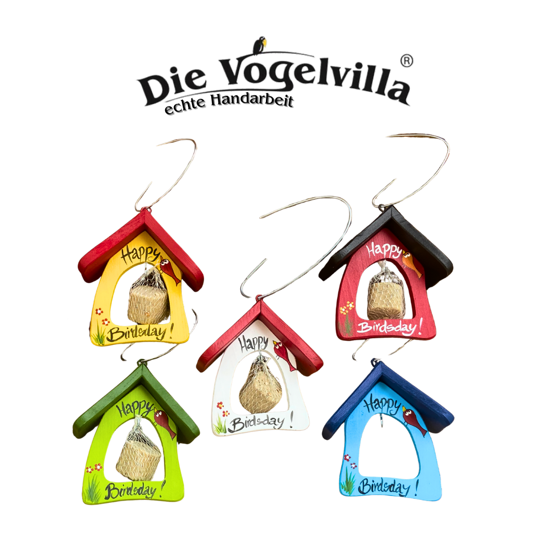 10er Set Futterschaukel Minibistro "Happy Birdsday"