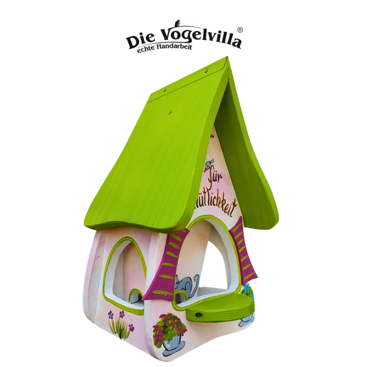 Futterhaus mit Silo - Futtervilla klein "Zeit für Gemütlichkeit"