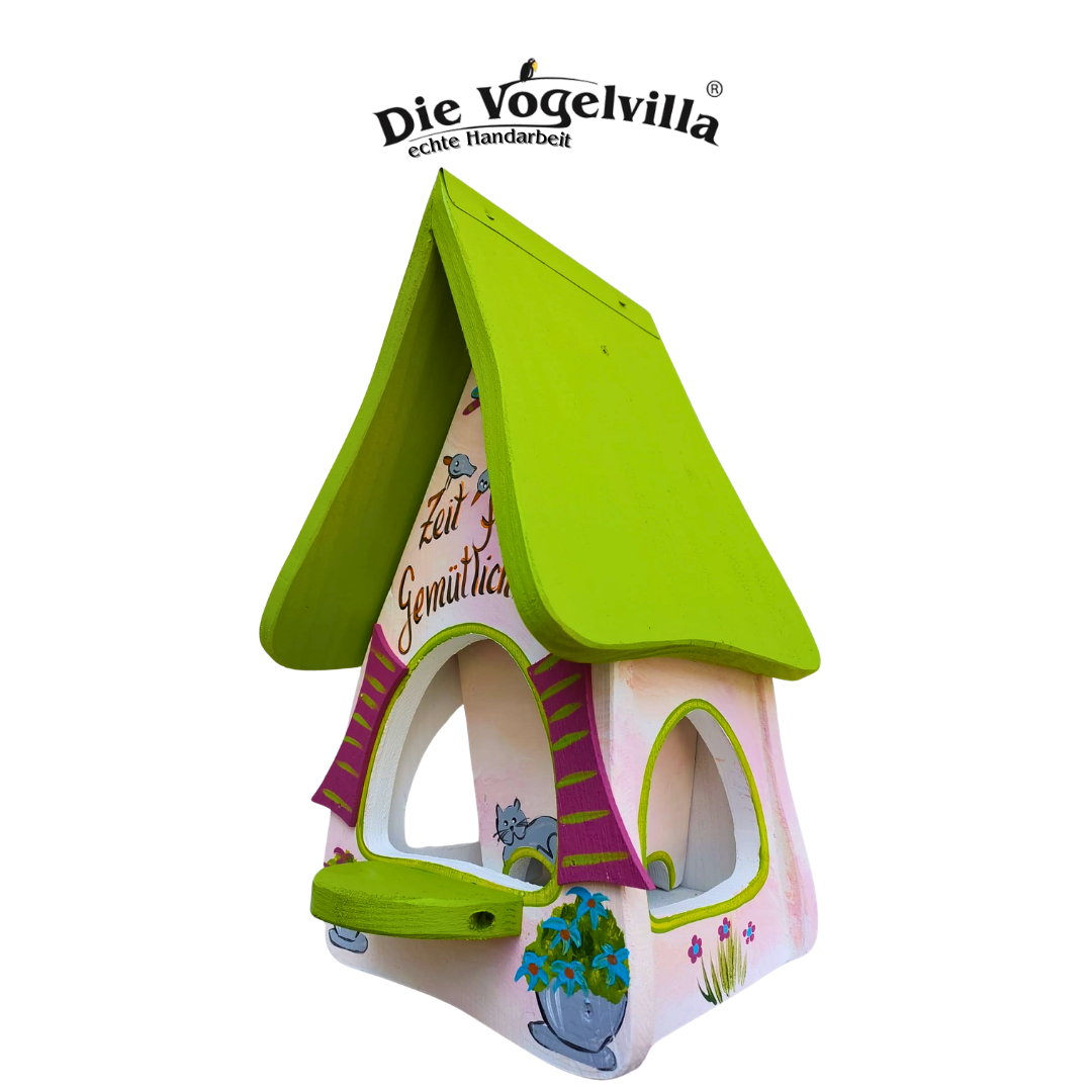 Futterhaus mit Silo - Futtervilla klein "Zeit für Gemütlichkeit"