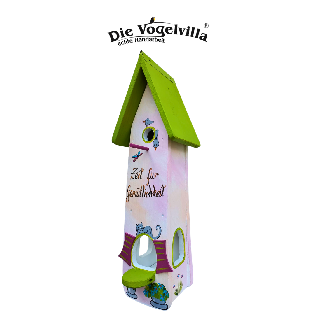 Kombiniertes Vogelhaus - Minivilla 2 "Zeit für Gemütlichkeit"