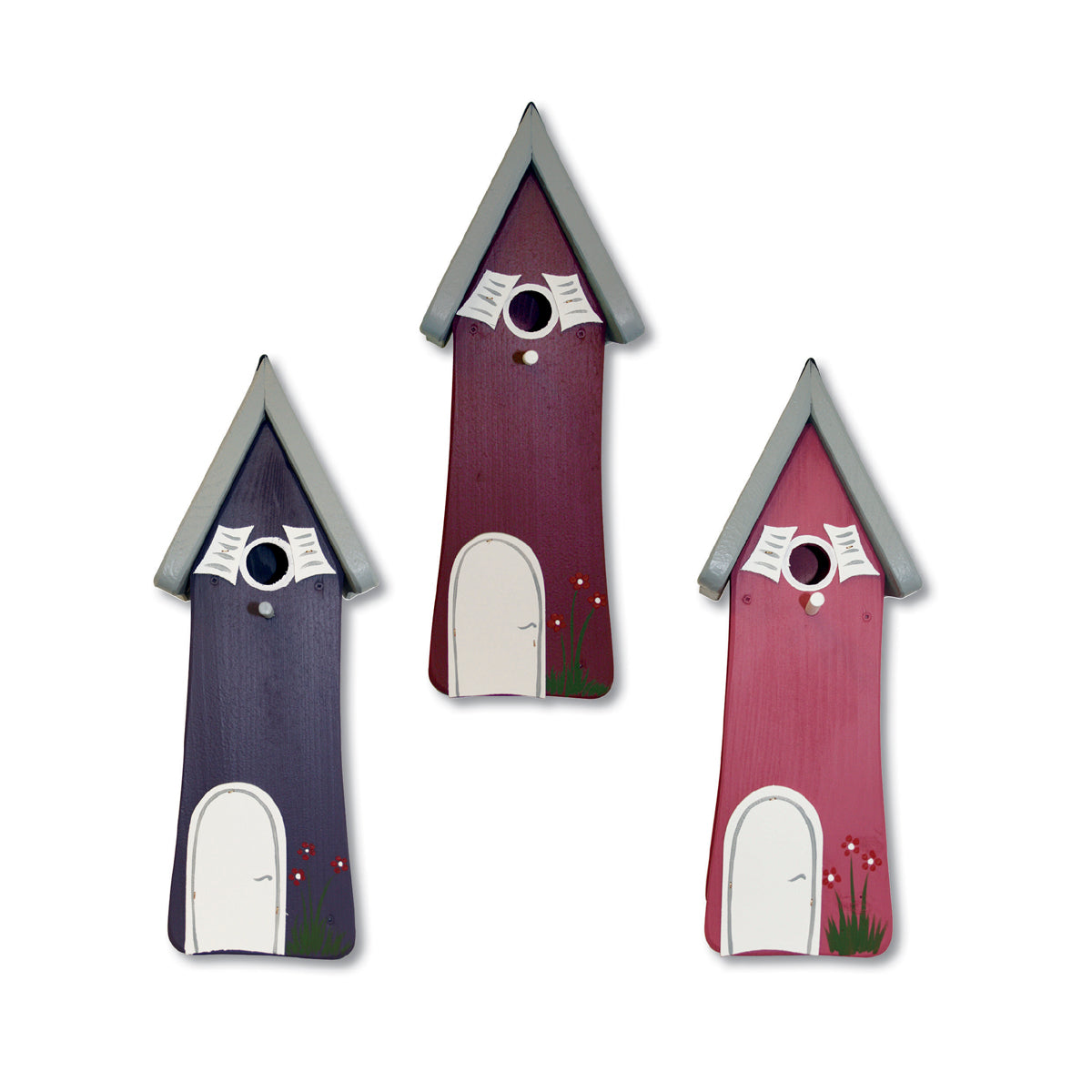 Nisttürmchen Hobbit Set Aubergine (3 Häuser)