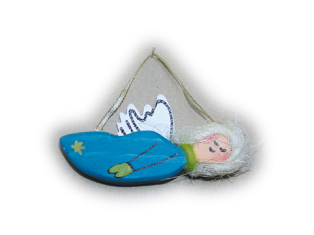 Engel fliegend 12 cm, moosgrün