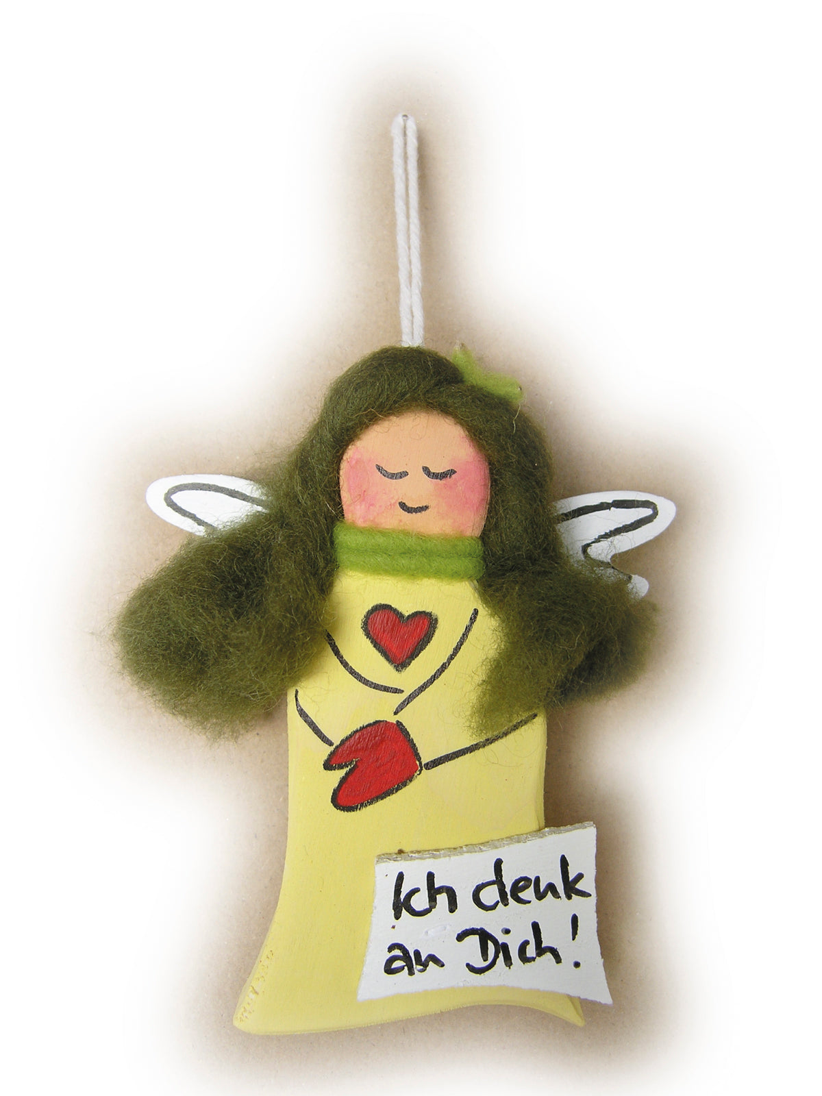 Engel gelb mit Rabe, vanillegelb