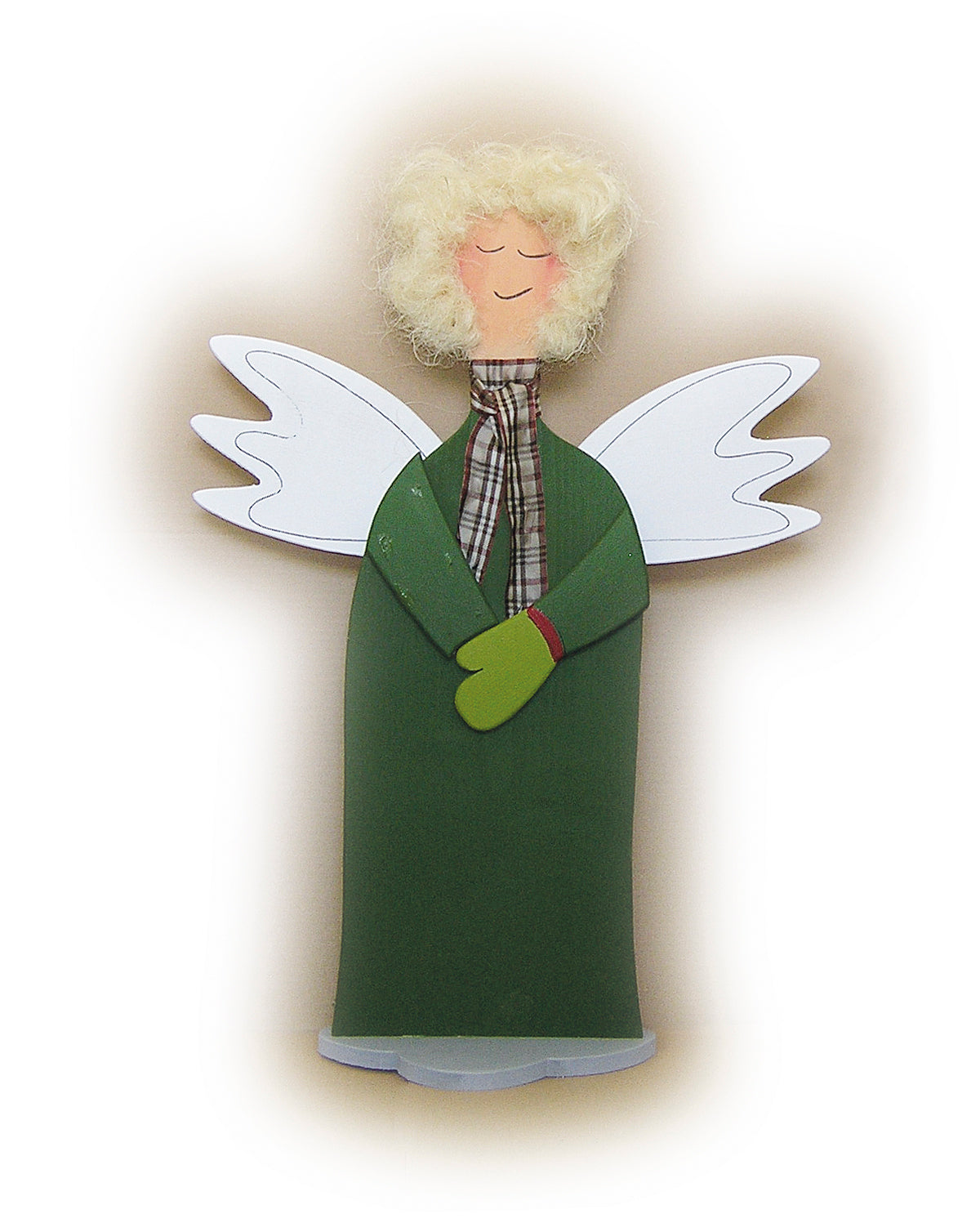 Engel mit Füßen 20 cm, moosgrün