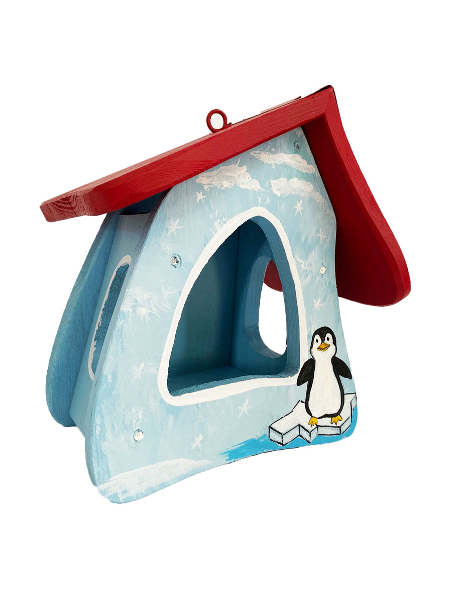 Vogelfutterhaus Futtermini zum Aufhängen Tiere des Eises mit Pinguin