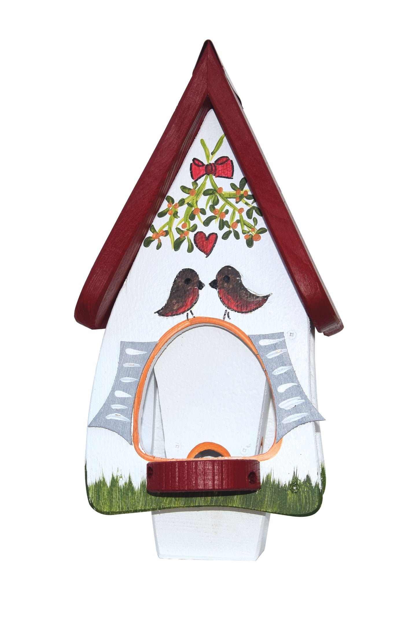 Vogelfutterhaus Futtervilla mit Silo Mistelzweig weiß