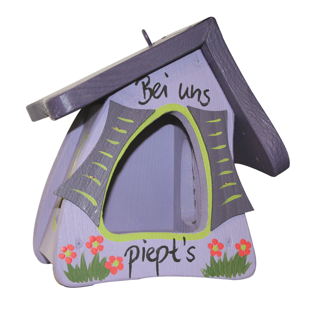 Vogelfutterhaus Futtermini Bei uns piepts lila hängend