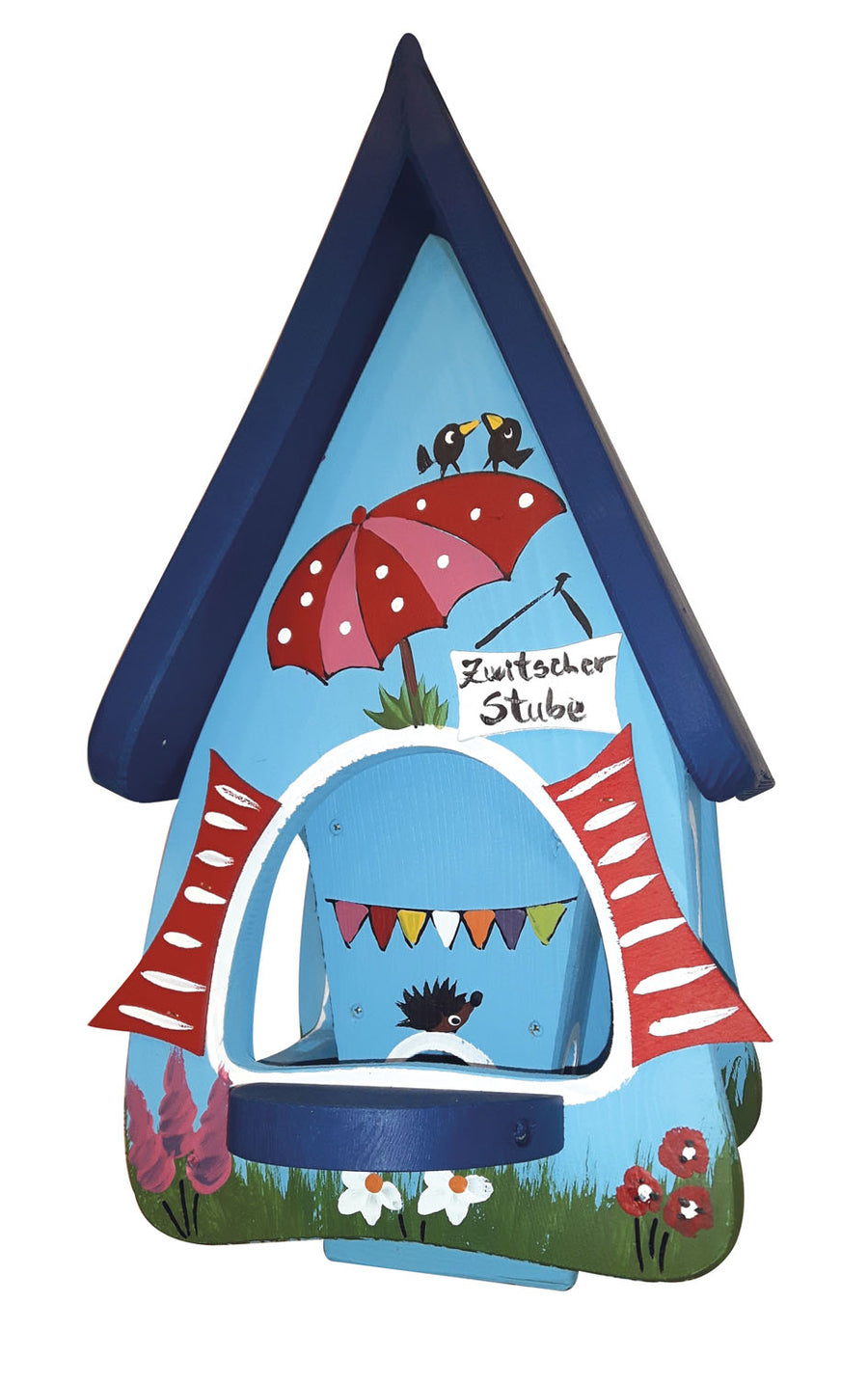 Vogelfutterhaus Futtervilla mit Silo Zwitscherstube hellblau