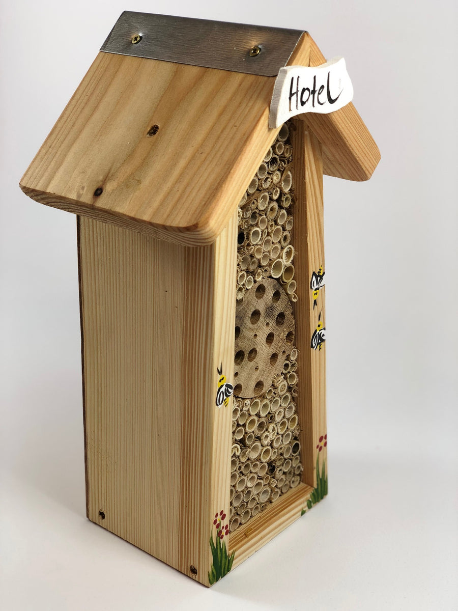 Bienenhotel mini mit Schild Hotel