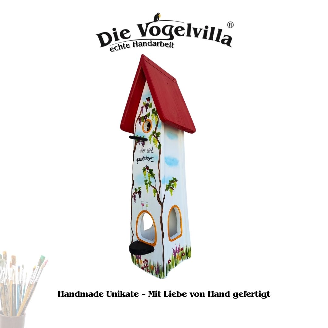 Kombiniertes Vogelhaus - Minivilla 2 "Hier wird gezwitschert"