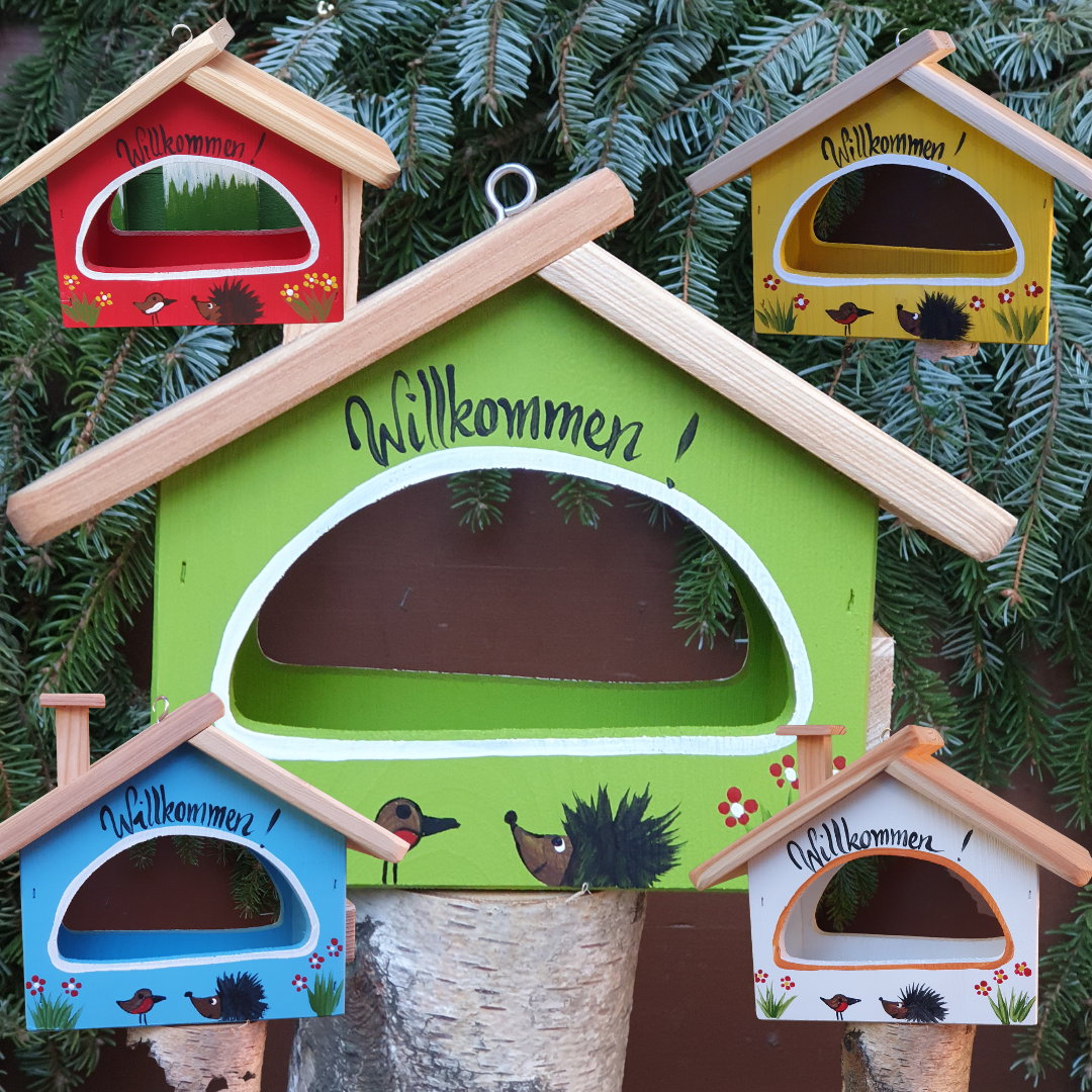 10er Set Berghütte klein 5 Farben "Willkommen"