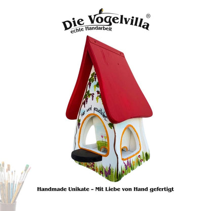 Futterhaus mit Silo - Futtervilla klein "Hier wird gezwitschert"