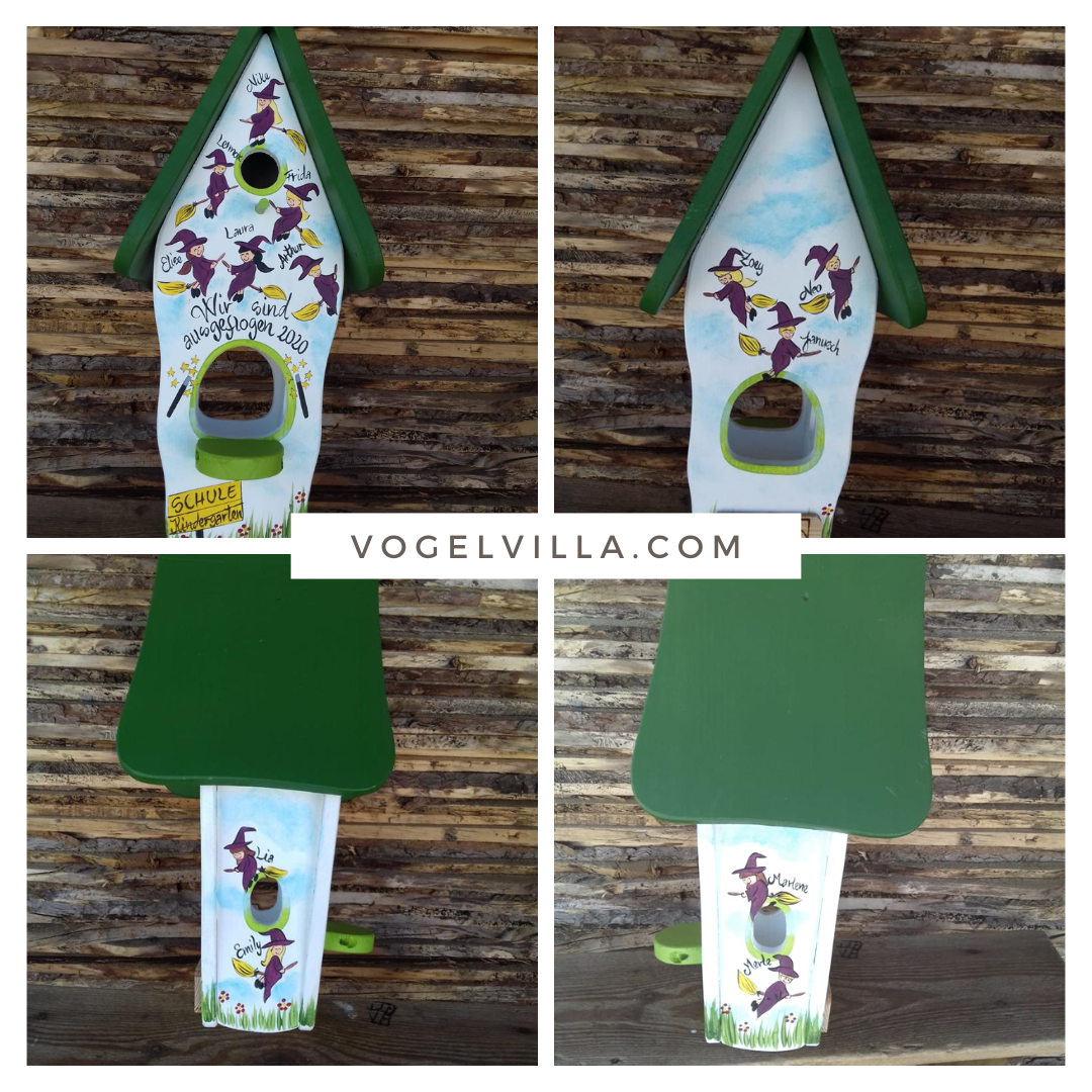 Kombiniertes Vogelhaus - Minivilla 1 "Hexen"  - personalisiert