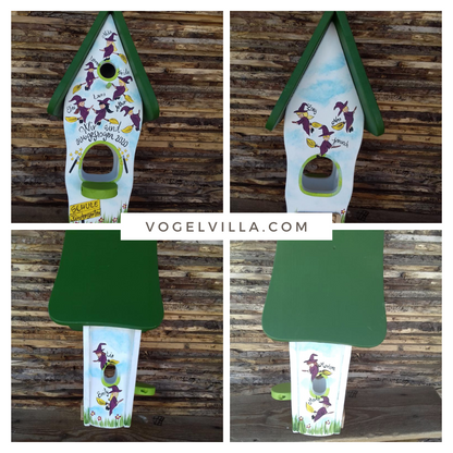 Kombiniertes Vogelhaus - Minivilla 1 "Hexen"  - personalisiert