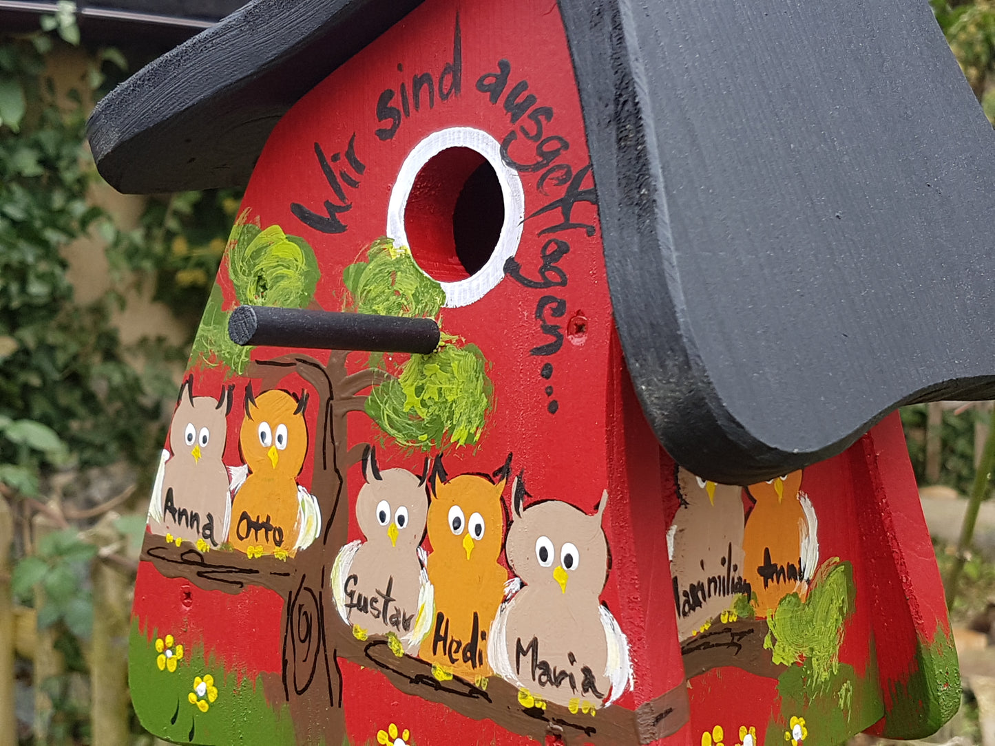 Nistkasten - Nistmini Eulen rot - personalisiert