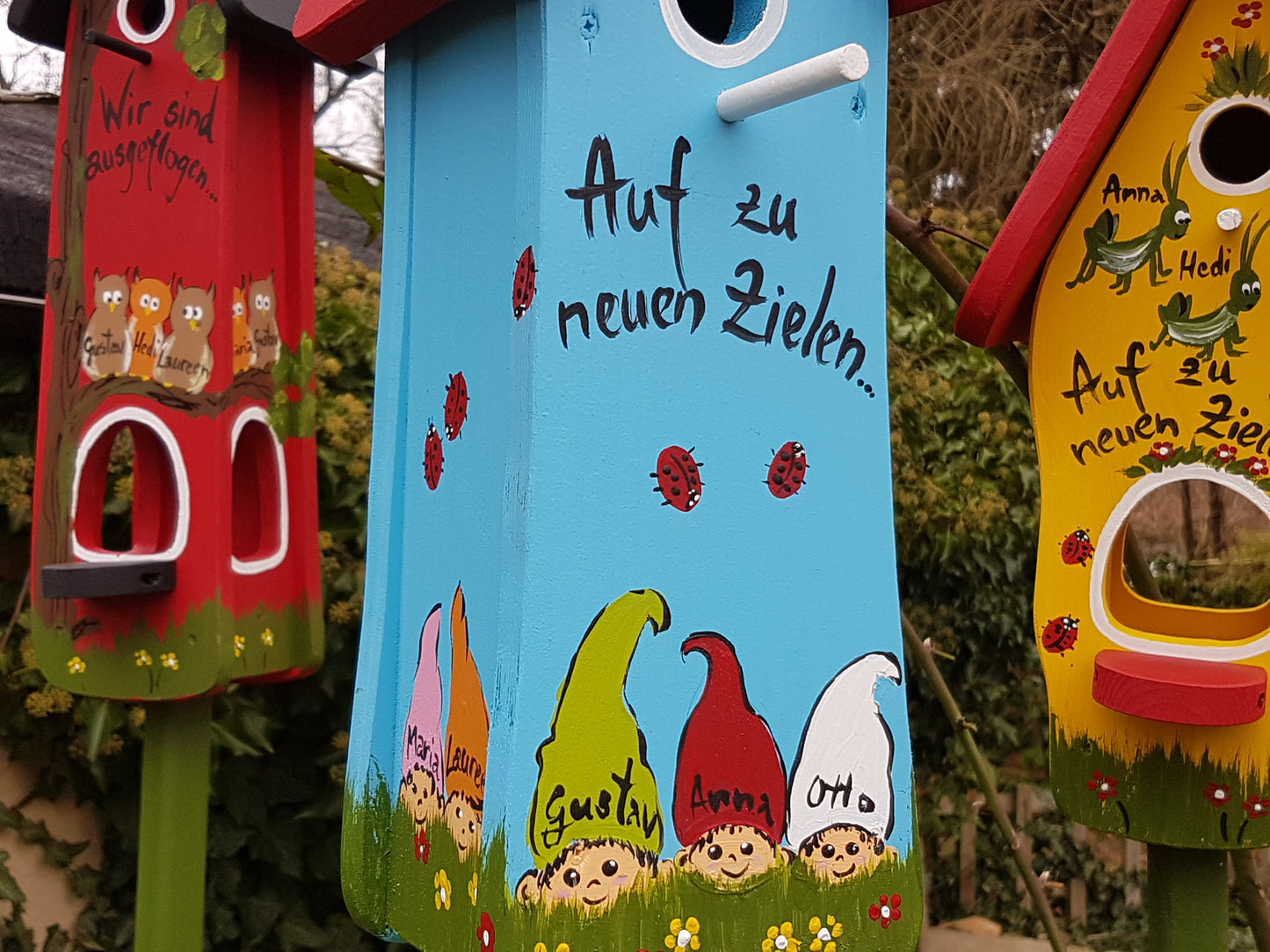 Nisttürmchen "Zwerge" hellblau - personalisiert