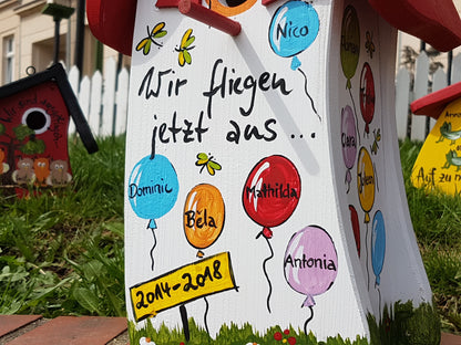 Nistkasten "Luftballon" weiß - personalisiert