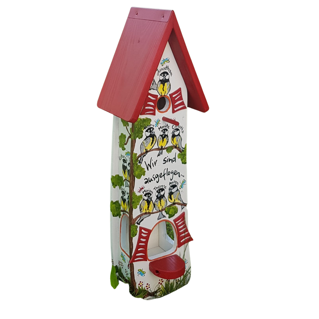 Kombiniertes Vogelhaus - Minivilla 2 Meisen- personalisiert