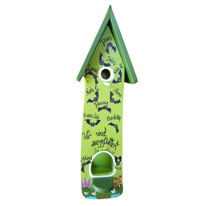Kombiniertes Vogelhaus - Minivilla 2 Fledermaus kiwigrün - personalisiert