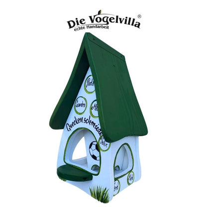 Futterhaus mit Silo - Futtervilla klein "Fußball" - personalisiert