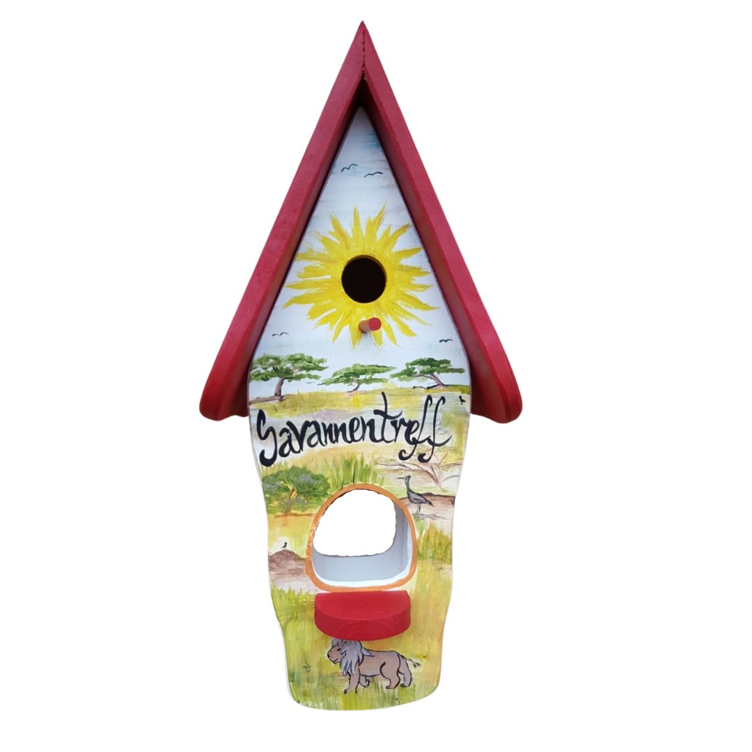Kombiniertes Vogelhaus - Minivilla 1 "Savanne"- personalisiert