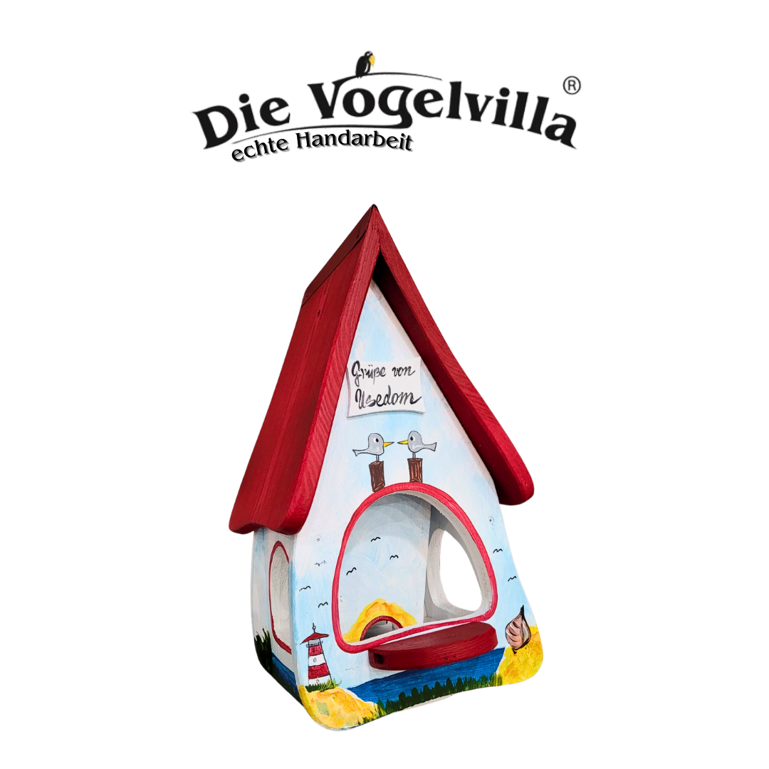 Futterhaus mit Silo - Futtervilla klein Strandlust "Grüße von ..." - perso