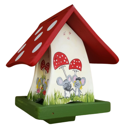 Futterhaus mit Silo - Futterpilz "Mäuse"- personalisiert