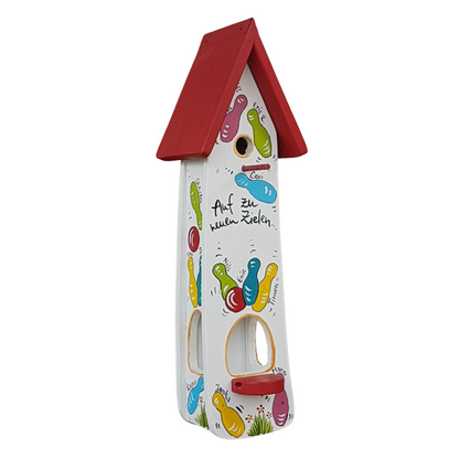 Kombiniertes Vogelhaus - Minivilla 2 Kegeln- personalisiert