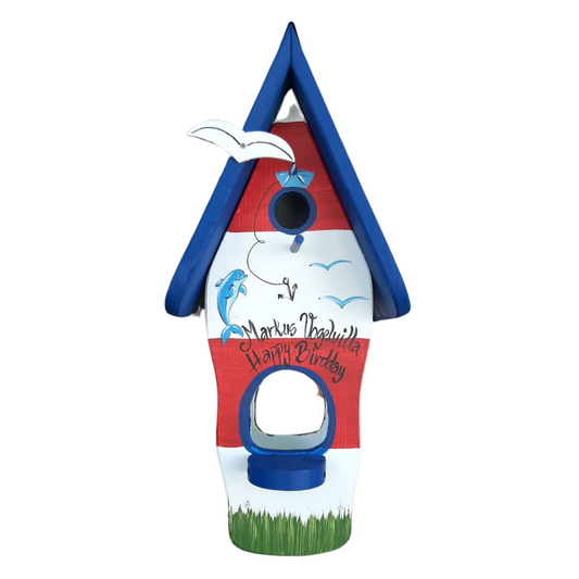 Kombiniertes Vogelhaus - Minivilla 1 Delfin - personalisiert