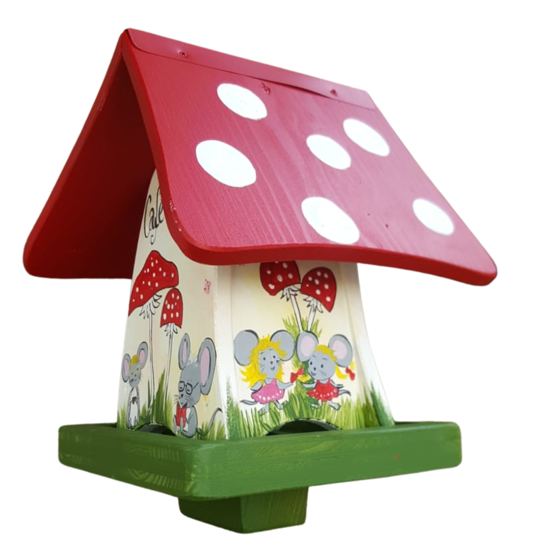 Futterhaus mit Silo - Futterpilz "Mäuse"- personalisiert