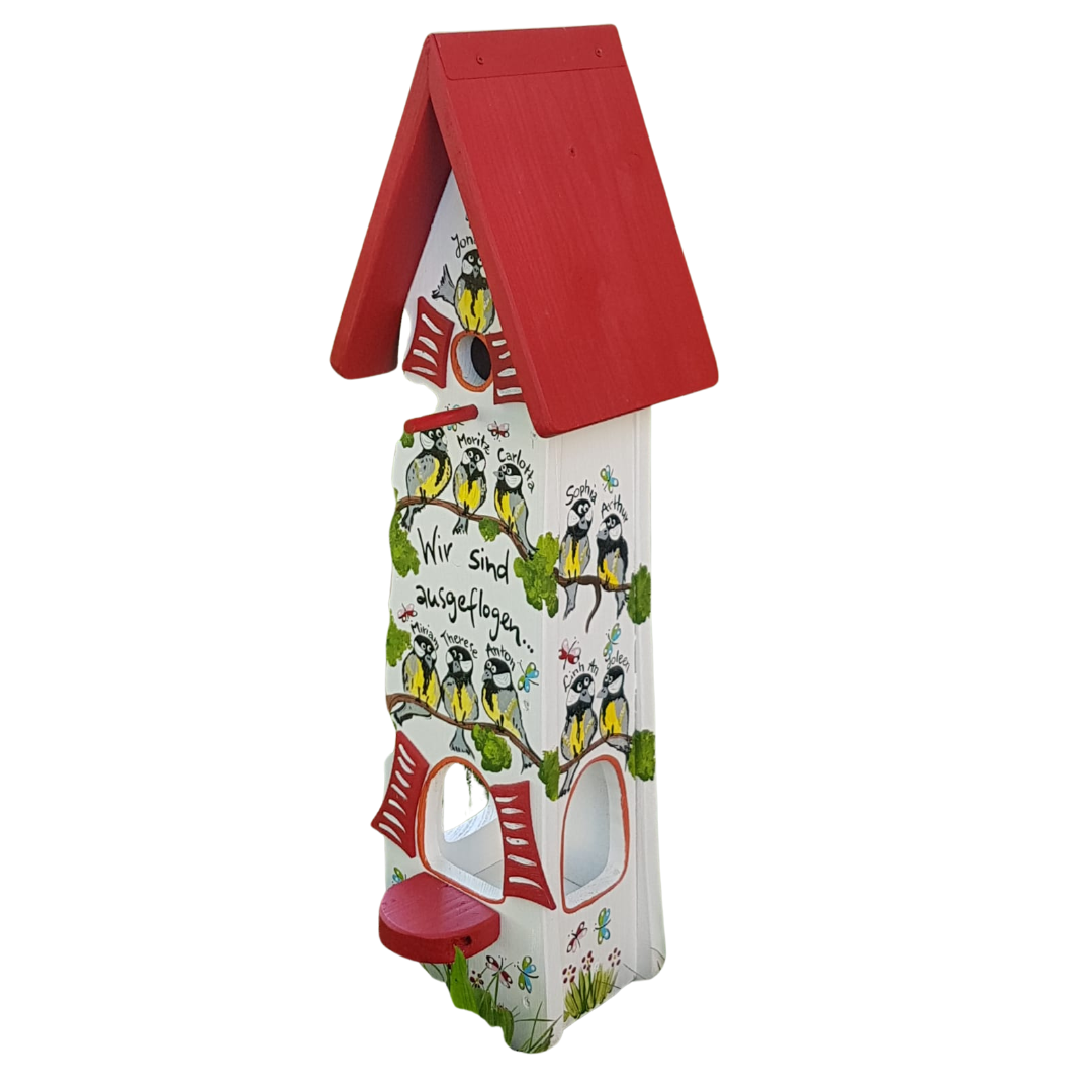 Kombiniertes Vogelhaus - Minivilla 2 Meisen- personalisiert