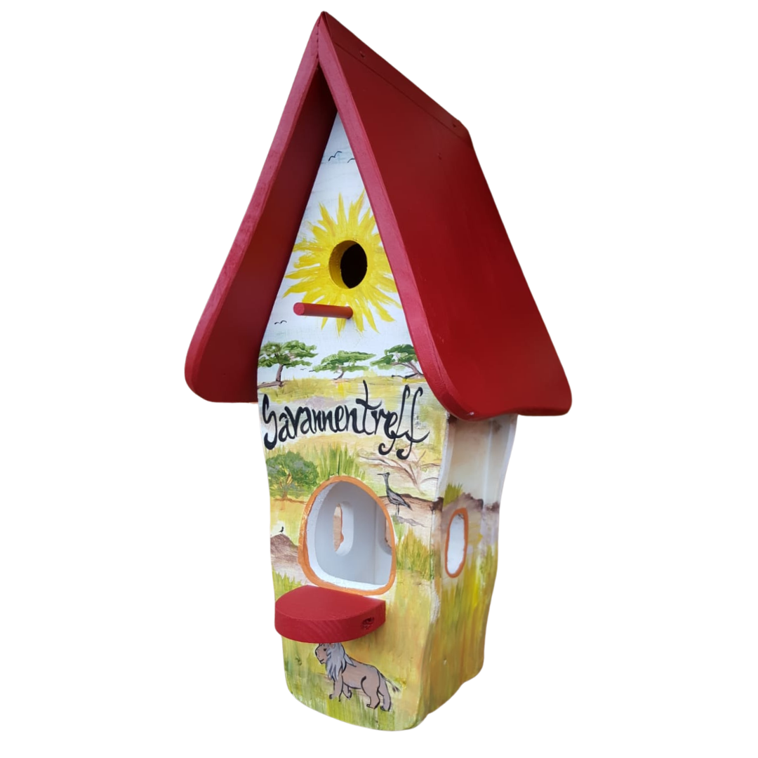 Kombiniertes Vogelhaus - Minivilla 1 "Savanne"- personalisiert