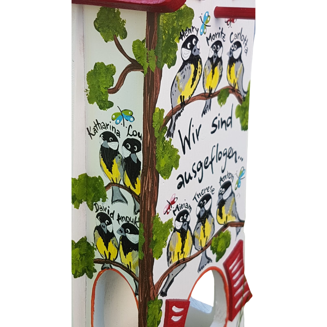 Kombiniertes Vogelhaus - Minivilla 2 Meisen- personalisiert
