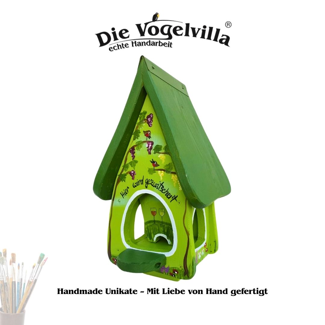 Futterhaus mit Silo - Futtervilla mini  "Hier wird gezwitschert"