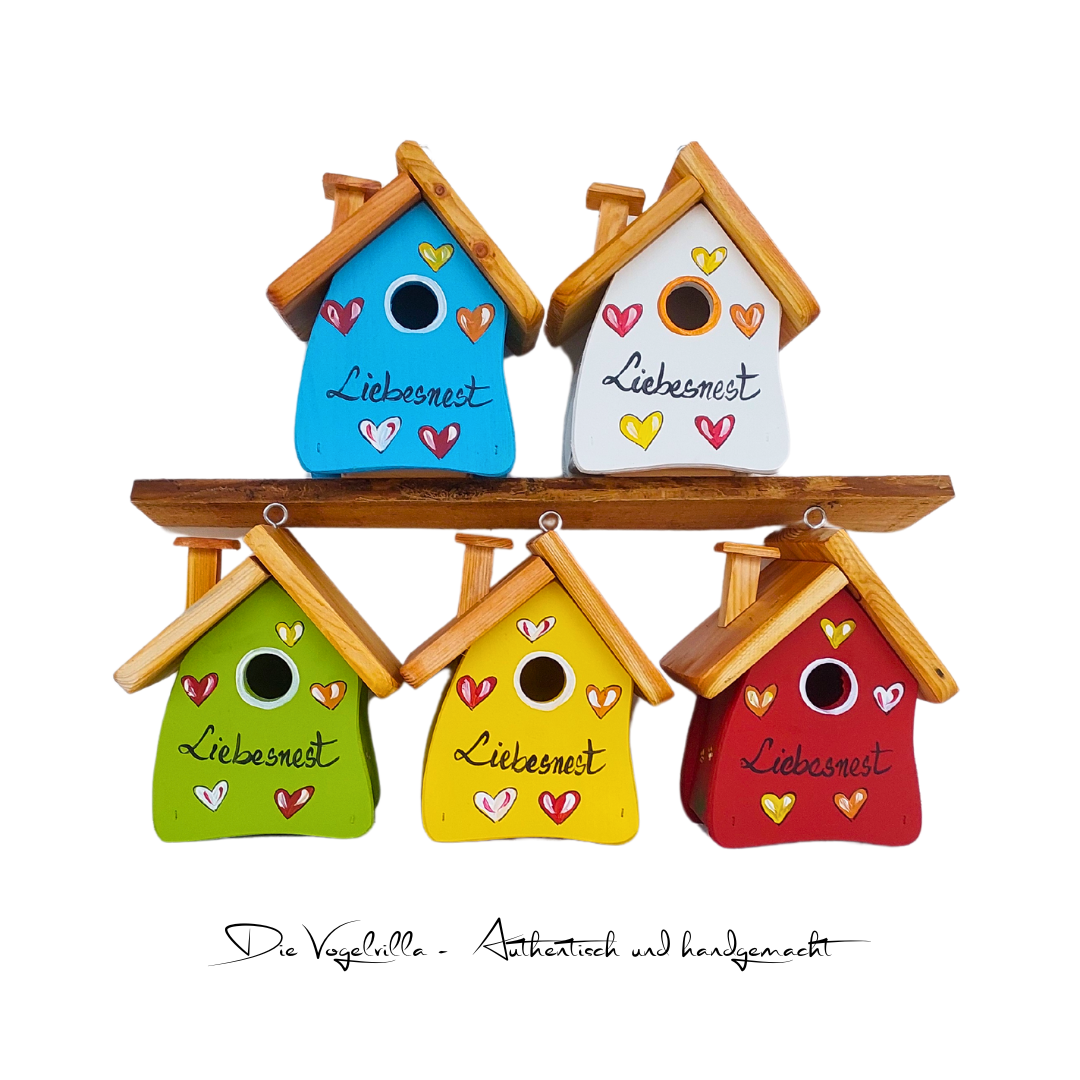 5er Set Nistkasten Niststube "Liebesnest" 5 Farben