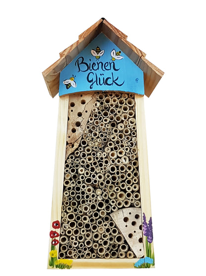Doppel-SET Bienenhotel groß "Bienen Glück" Lamellendach 10 Stk.