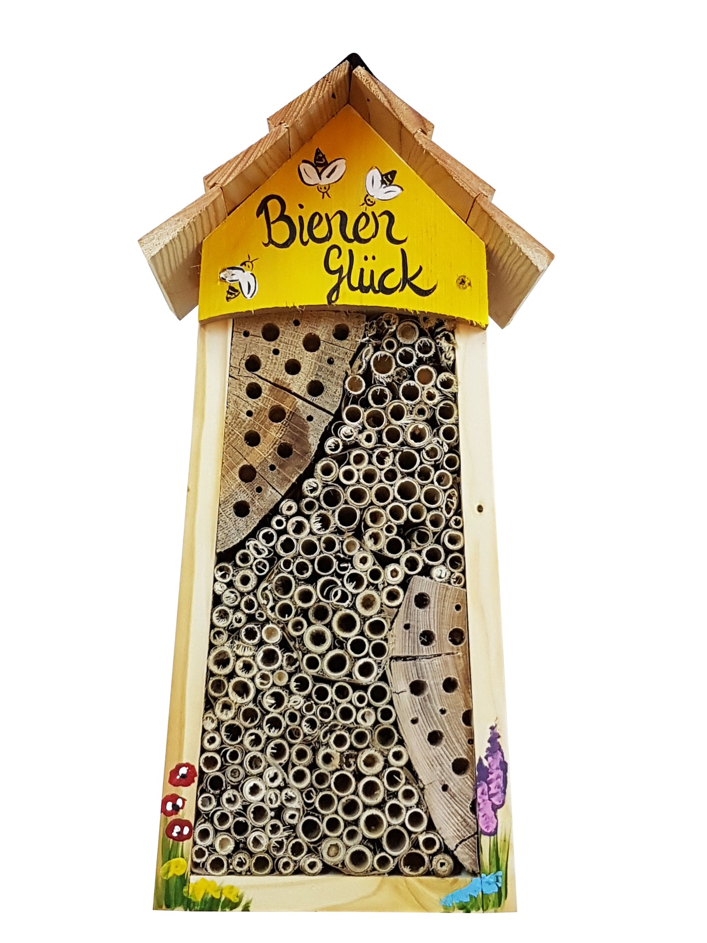 Doppel-SET Bienenhotel groß "Bienen Glück" Lamellendach 10 Stk.