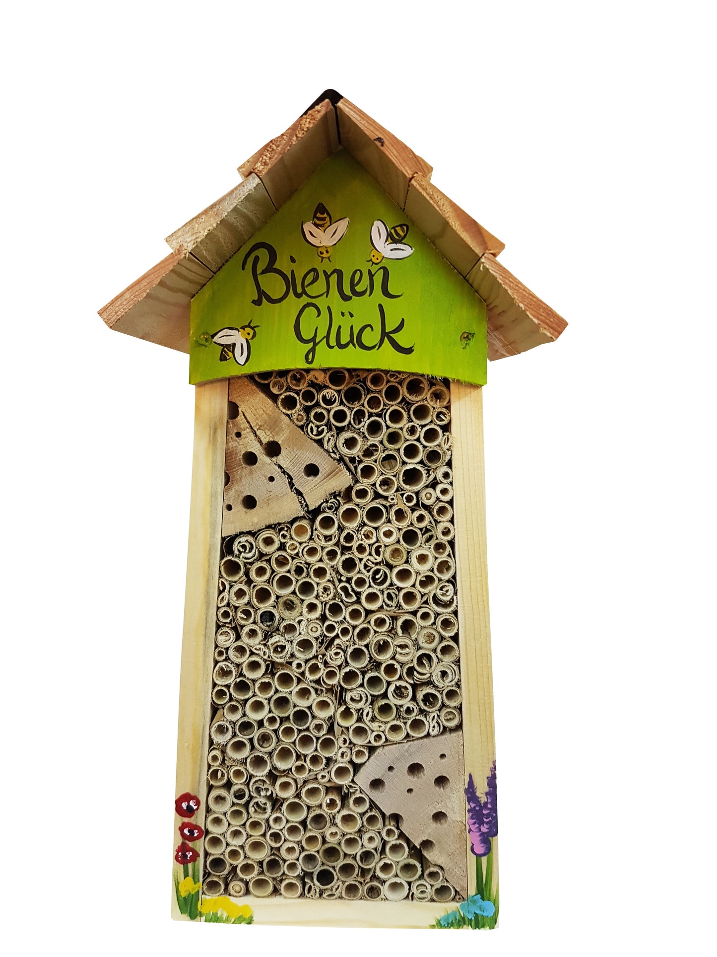 Doppel-SET Bienenhotel groß "Bienen Glück" Lamellendach 10 Stk.