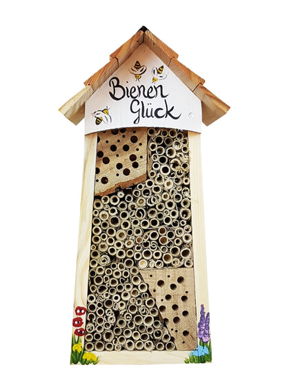 Doppel-SET Bienenhotel groß "Bienen Glück" Lamellendach 10 Stk.