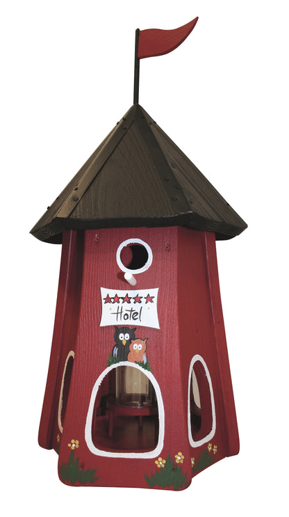 Kombiniertes Vogelhaus Turmhotel klein "Tiere des Waldes" mit Silo 2