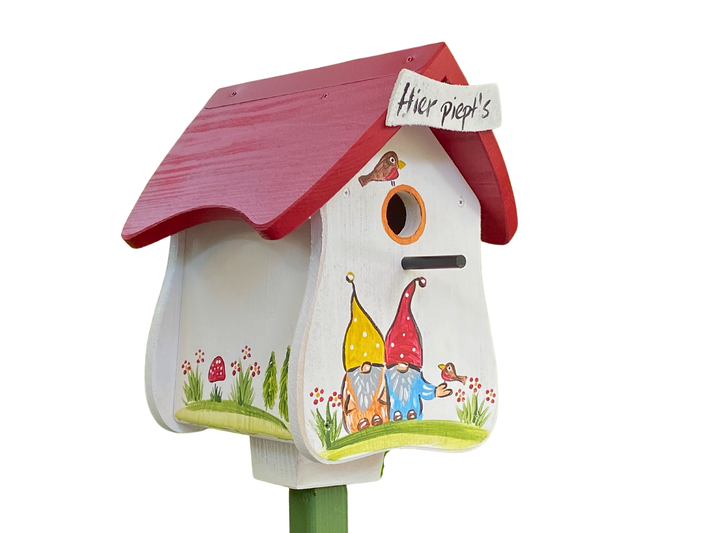 Kombiniertes Vogelhaus - Forsthaus "Hier piept´s" stehend