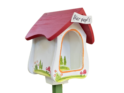 Combined birdhouse - forester's house "Hier piept´s" standing