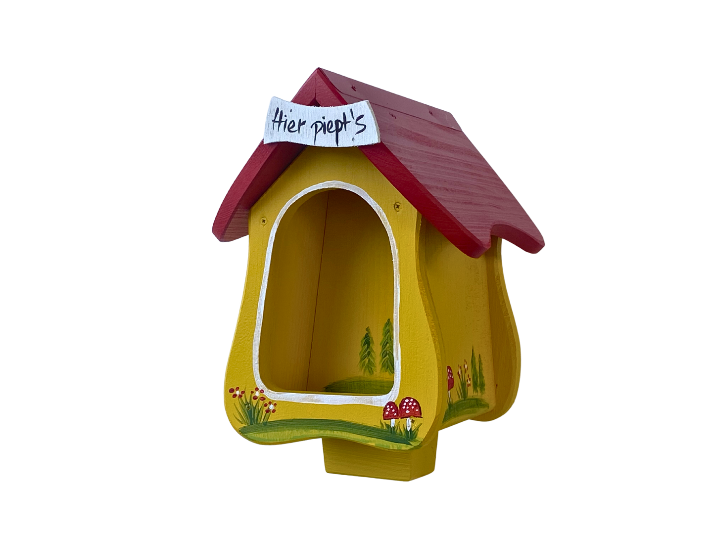 Kombiniertes Vogelhaus - Forsthaus "Hier piept´s" stehend
