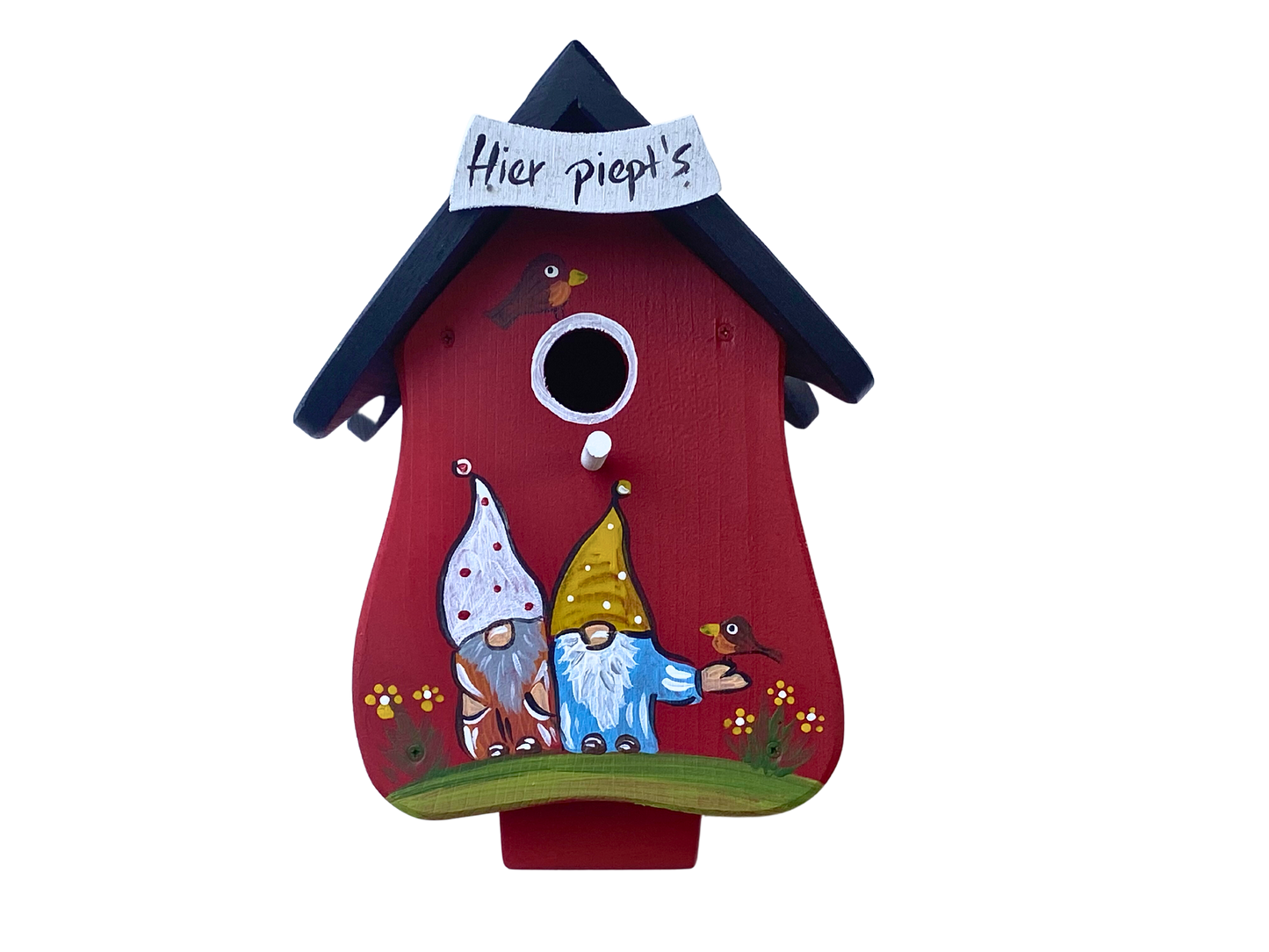 5er Set Kombiniertes Vogelhaus - Forsthaus "Hier piept´s" stehend