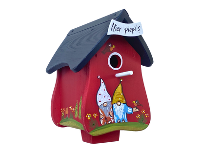 Kombiniertes Vogelhaus - Forsthaus "Hier piept´s" stehend