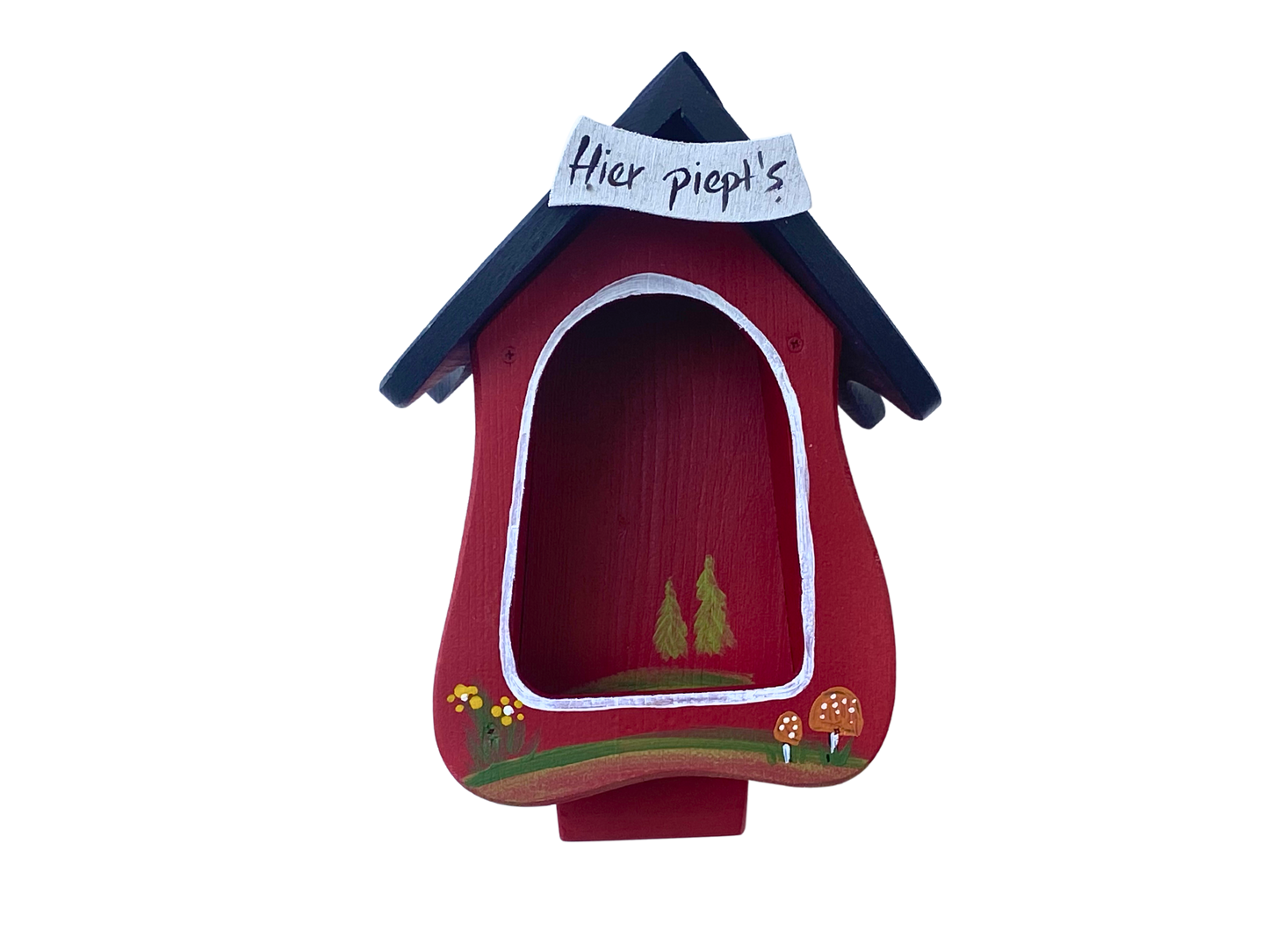 Combined birdhouse - forester's house "Hier piept´s" standing
