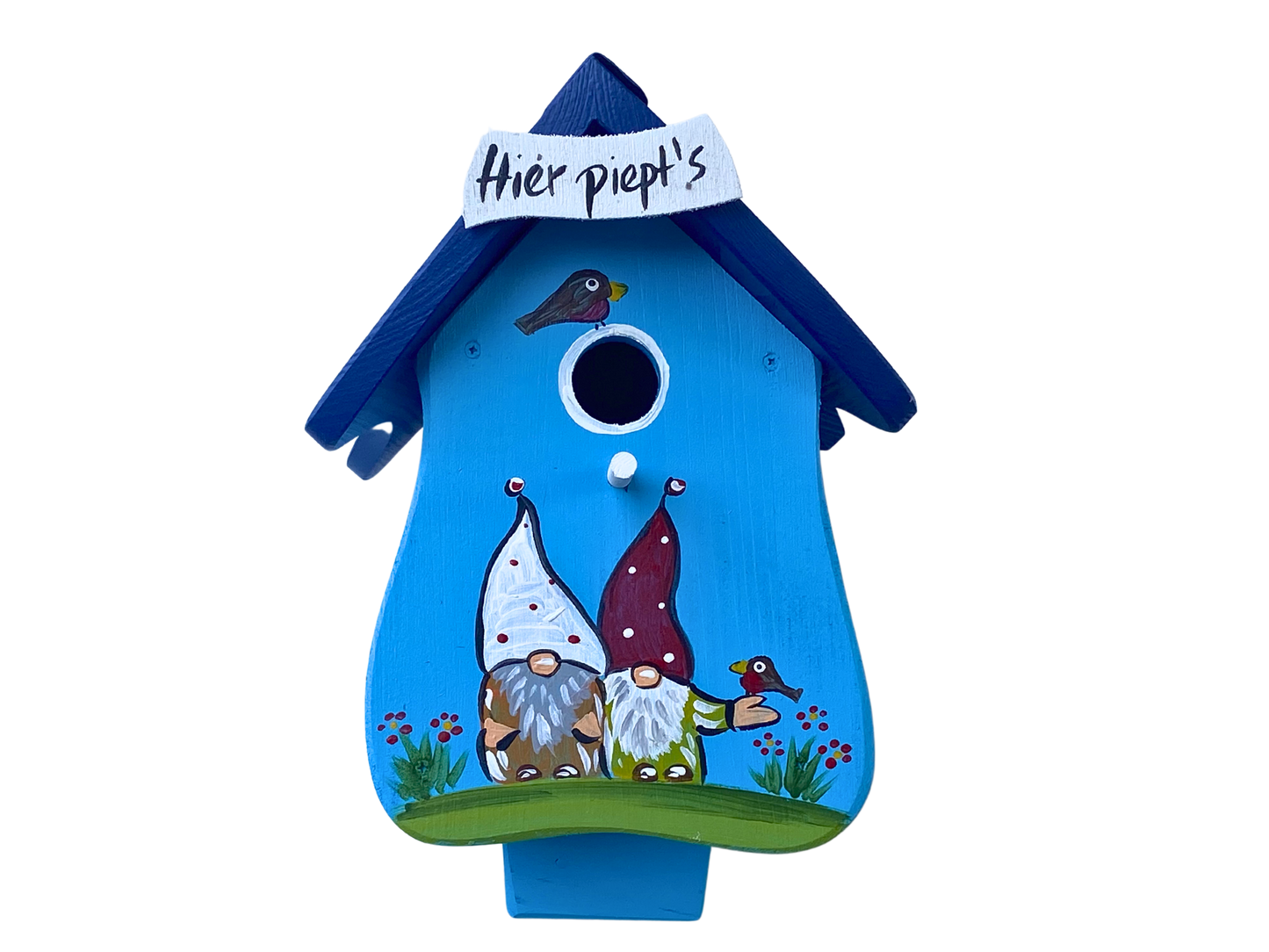 5er Set Kombiniertes Vogelhaus - Forsthaus "Hier piept´s" stehend