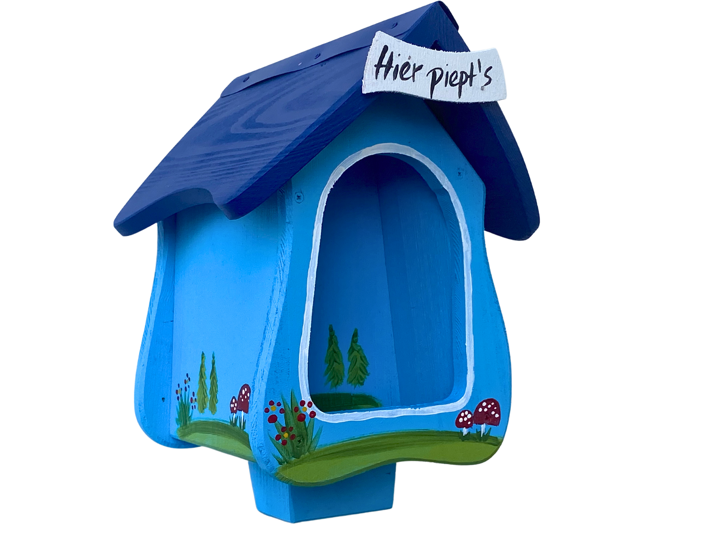 5er Set Kombiniertes Vogelhaus - Forsthaus "Hier piept´s" stehend