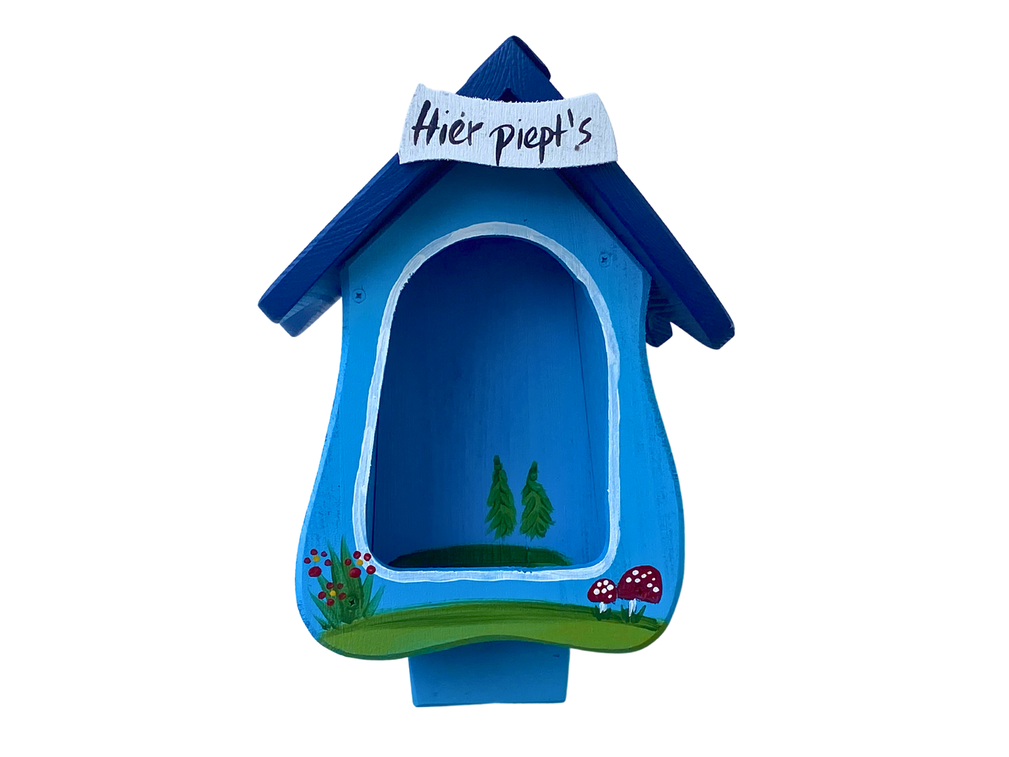 5er Set Kombiniertes Vogelhaus - Forsthaus "Hier piept´s" stehend